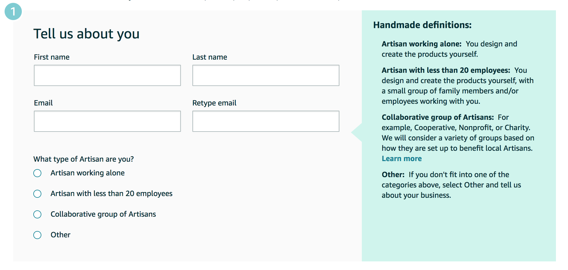 Amazon Handmade Application Process - About You