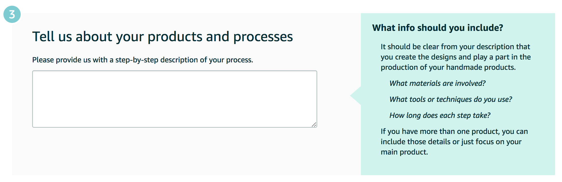 Amazon Handmade Application Process - Your Products and Processes