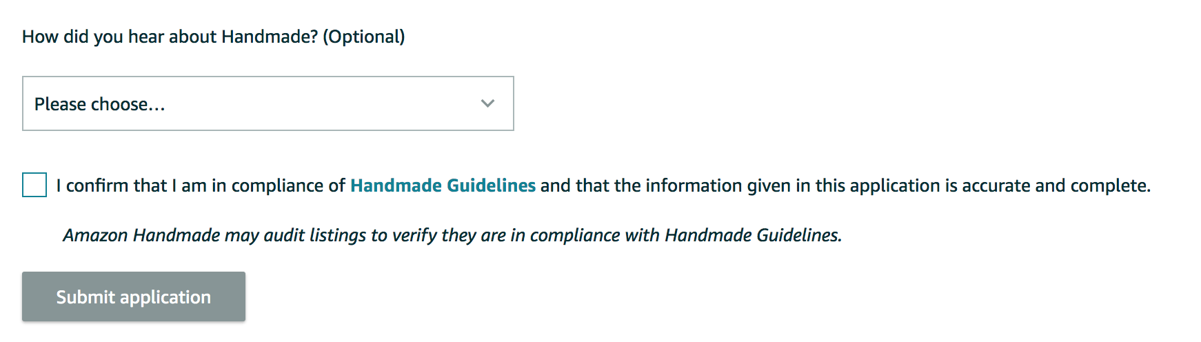 Amazon Handmade Application Process - How did you hear about Handmade?