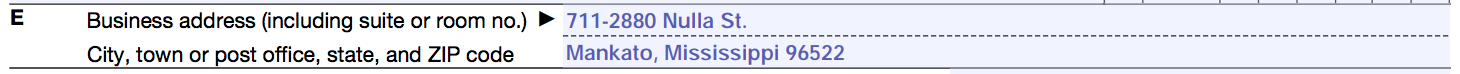 Schedule C Business Address